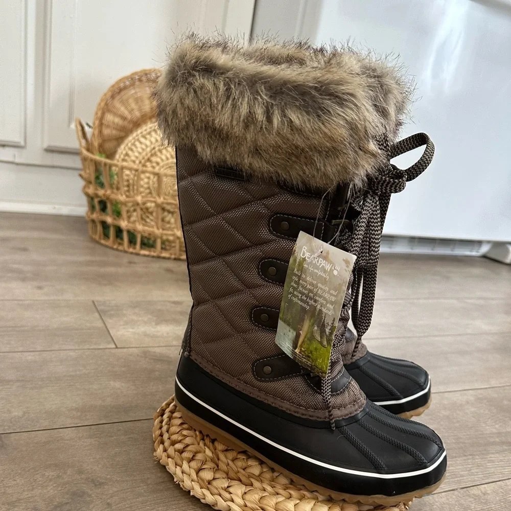 New Bearpaw Mckinley Women's Insulated Tall Winter Boots Water Proof Size 5